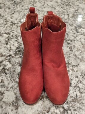 Women's Orange Suede Ankle Boots